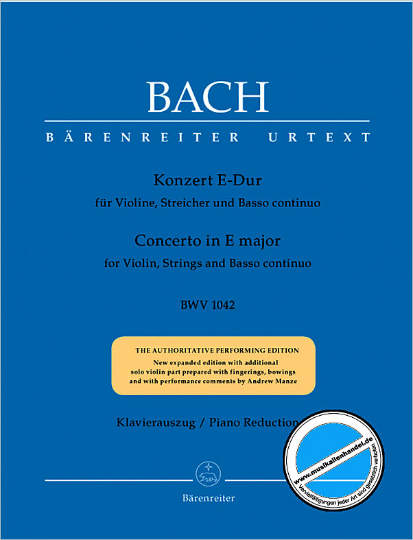 Titelbild für BA 5190-90 - KONZERT 2 E-DUR BWV 1042 - VL S
