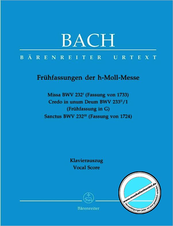 Titelbild für BA 5293-90 - Frühfassungen der h-moll Messe