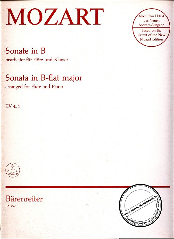 Titelbild für BA 5368 - SONATE B-DUR KV 454