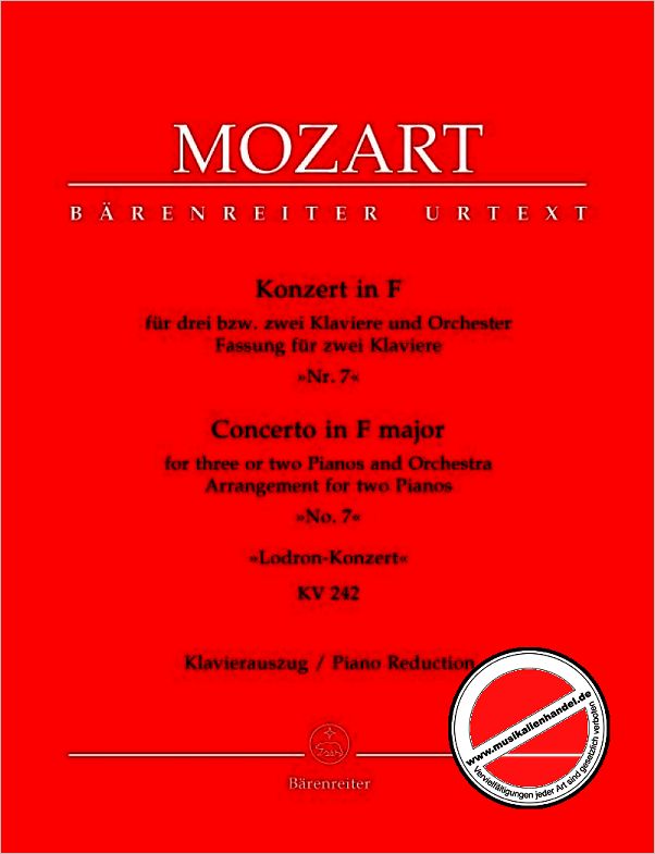 Titelbild für BA 5389-90 - Konzert F-Dur KV 242