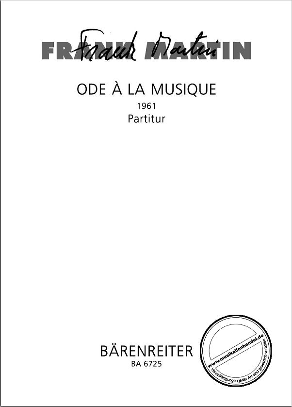 Titelbild für BA 6725 - ODE A LA MUSIQUE (1961)