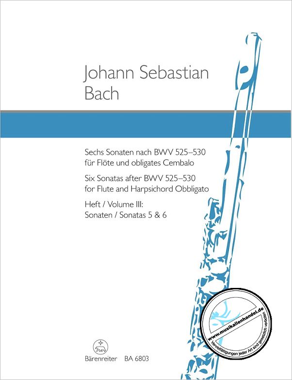 Titelbild für BA 6803 - 6 SONATEN 3 NACH BWV 529 530