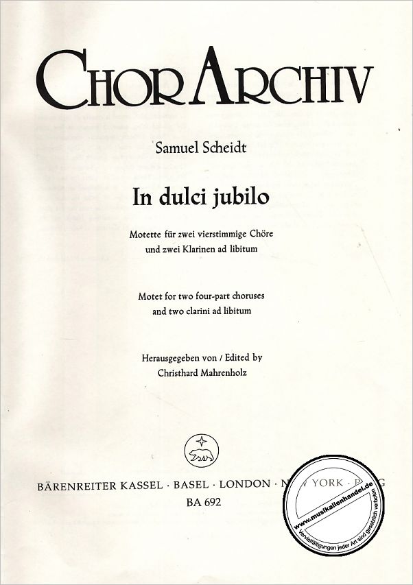 Titelbild für BA 692 - IN DULCI JUBILO