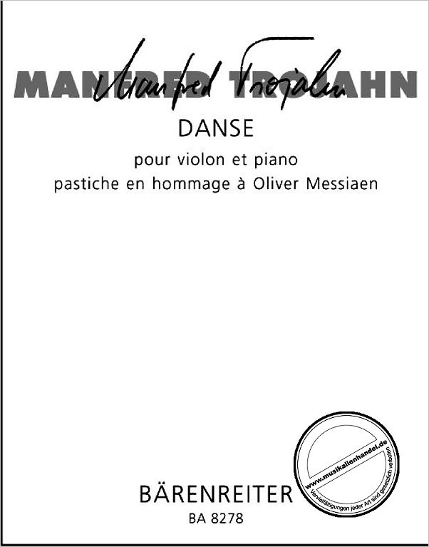 Titelbild für BA 8278 - DANSE POUR VIOLON ET PIANO PASTICHE
