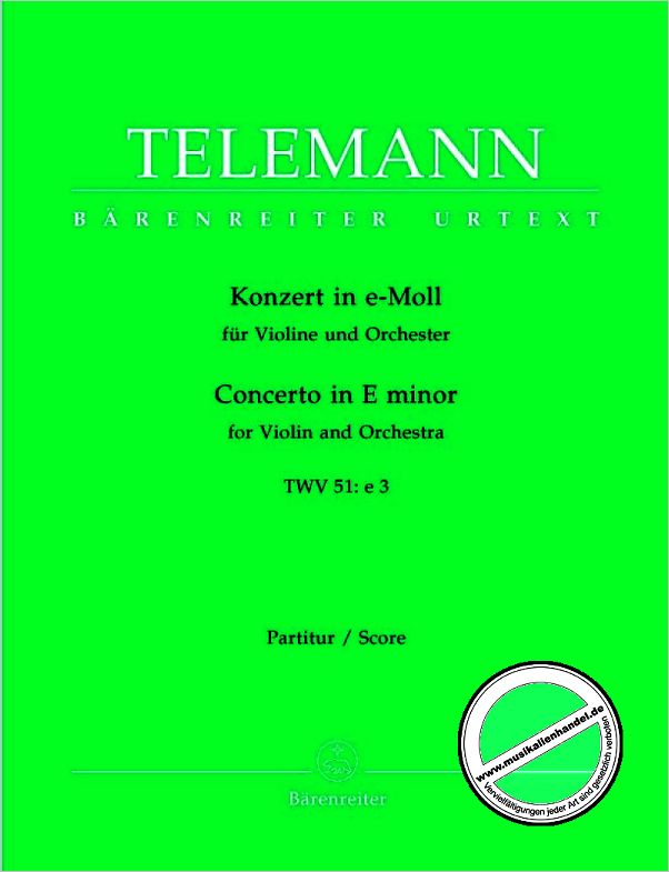 Titelbild für BA 8652 - KONZERT E-MOLL TWV 51/E 3