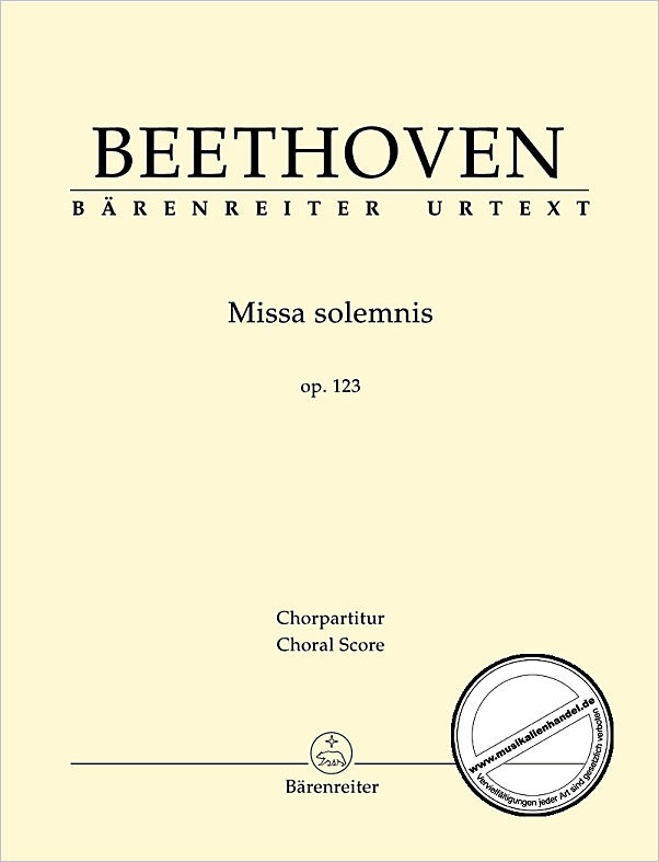 Titelbild für BA 9038-91 - Missa solemnis D-Dur op 123