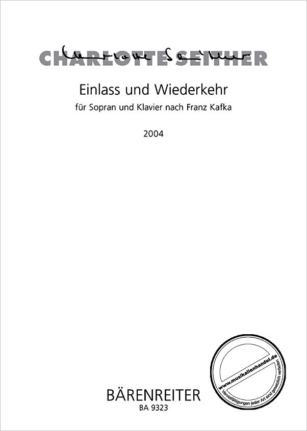 Titelbild für BA 9323 - EINLASS UND WIEDERKEHR