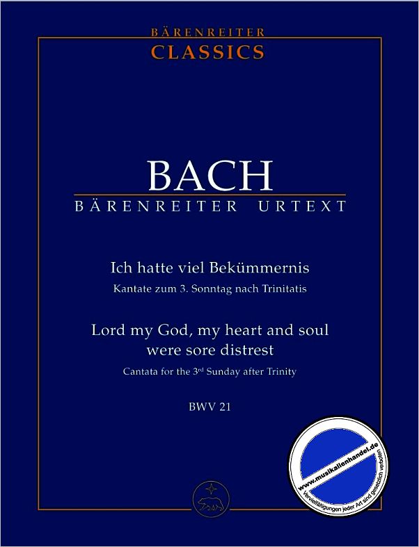 Titelbild für BATP 1021 - KANTATE 21 ICH HATTE VIEL BEKUEMMERNIS BWV 21