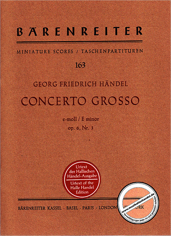 Titelbild für BATP 163 - CONCERTO GROSSO E-MOLL OP 6/3 HWV 321