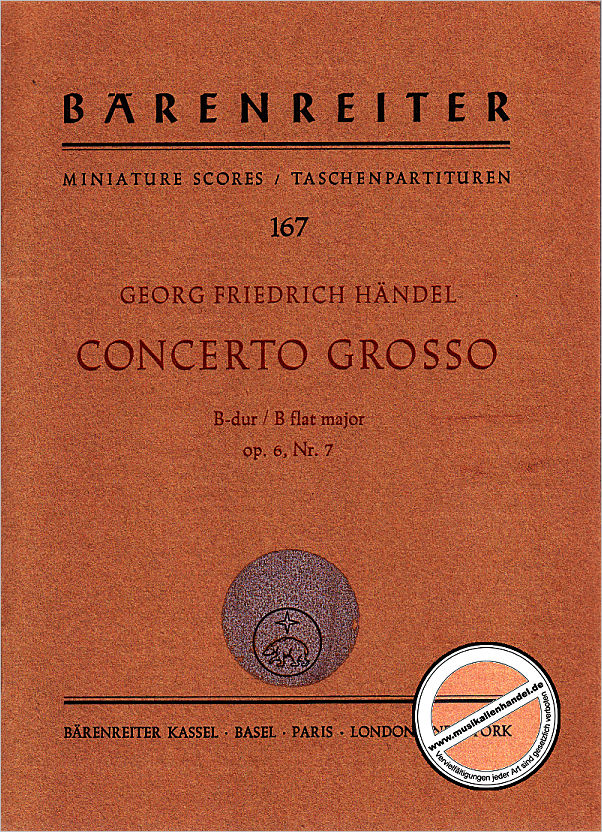 Titelbild für BATP 167 - CONCERTO GROSSO B-DUR OP 6/7 HWV 325
