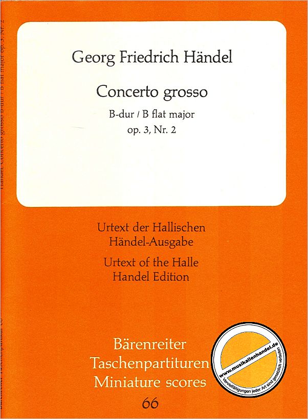 Titelbild für BATP 66 - CONCERTO GROSSO B-DUR OP 3/2 HWV 313