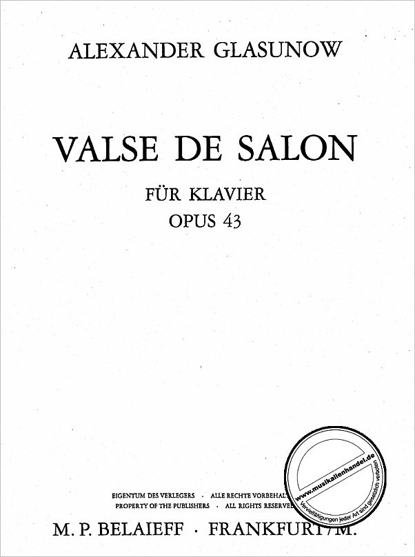 Titelbild für BEL 577 - VALSE DE SALON OP 43