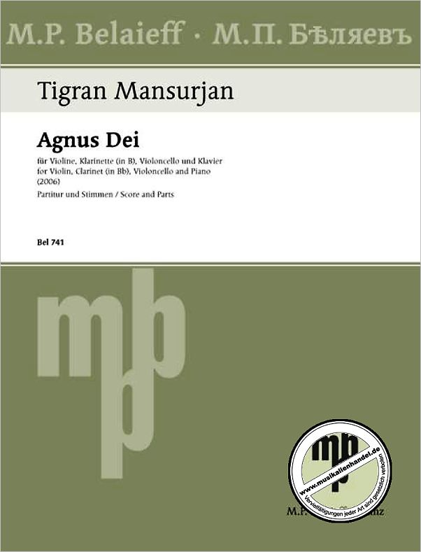 Titelbild für BEL 741 - AGNUS DEI (2006)