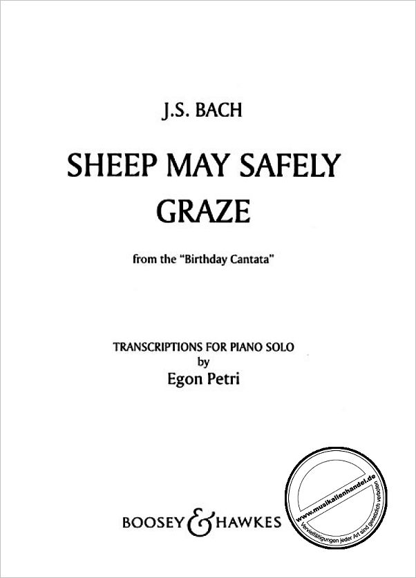 Titelbild für BH 28057 - SCHAFE KOENNEN SICHER WEIDEN BWV 208