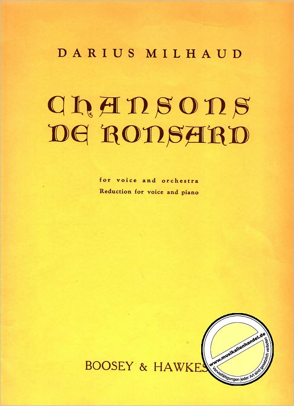 Titelbild für BH 5300015 - CHANSON DE RONSARD