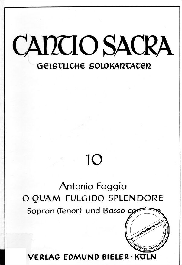 Titelbild für BIELER -CS10 - O QUAM FULGIDO SPLENDORE