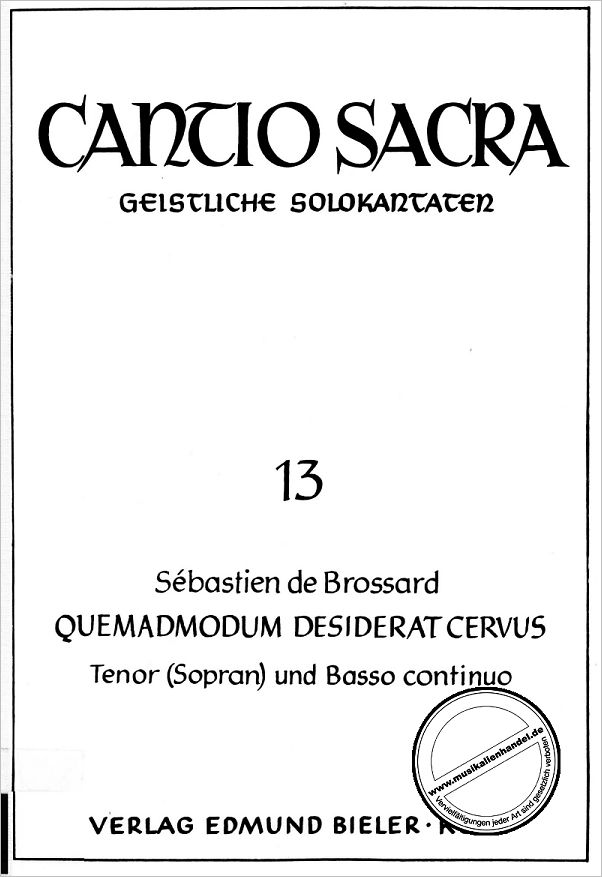 Titelbild für BIELER -CS13 - QUEMADMODUM DESIDERAT CERVUS
