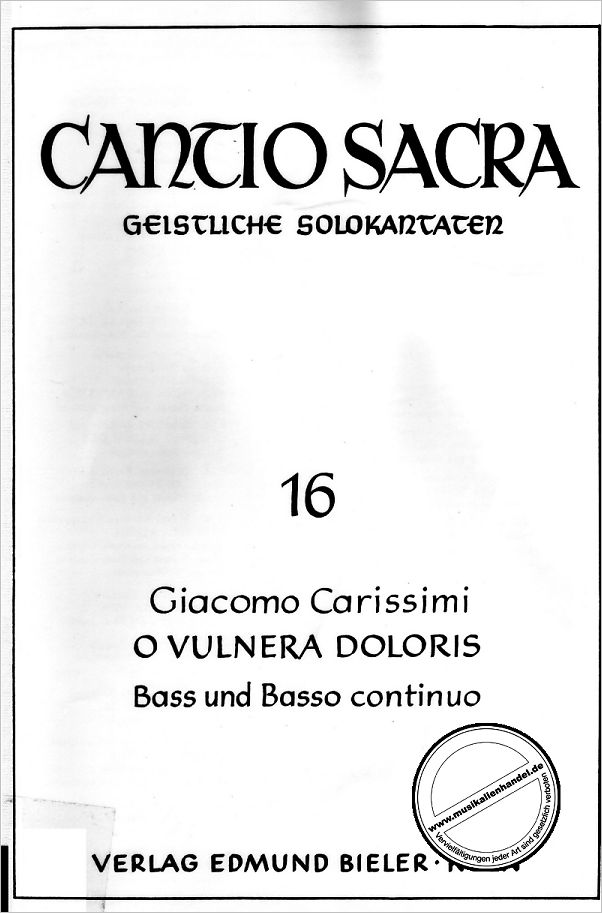 Titelbild für BIELER -CS16 - O VULNERA DOLORIS