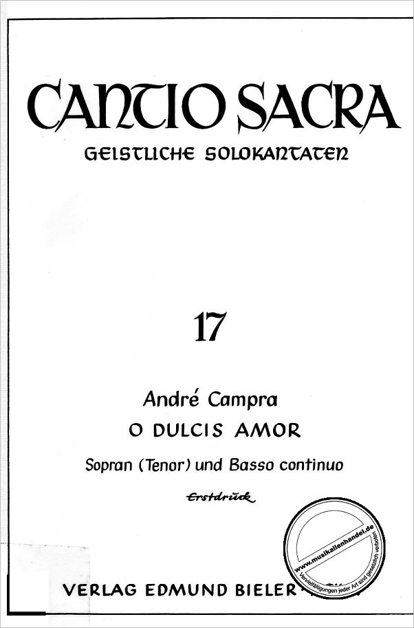 Titelbild für BIELER -CS17 - O DULCIS AMOR