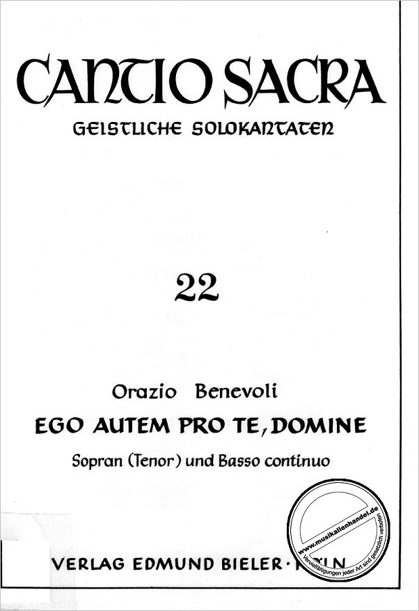 Titelbild für BIELER -CS22 - EGO AUTEM PRO TE DOMINE