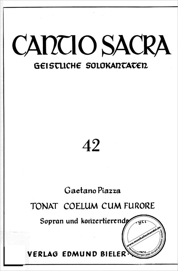 Titelbild für BIELER -CS42 - TONAT COELUM CUM FURORE