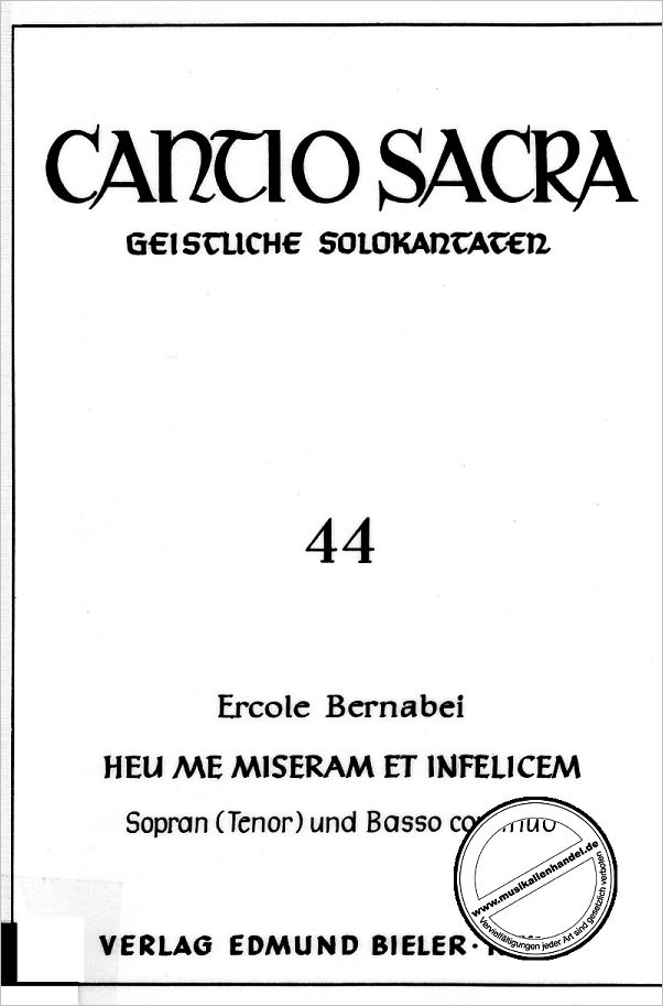 Titelbild für BIELER -CS44 - HEU ME MISERAM ET INFELICEM