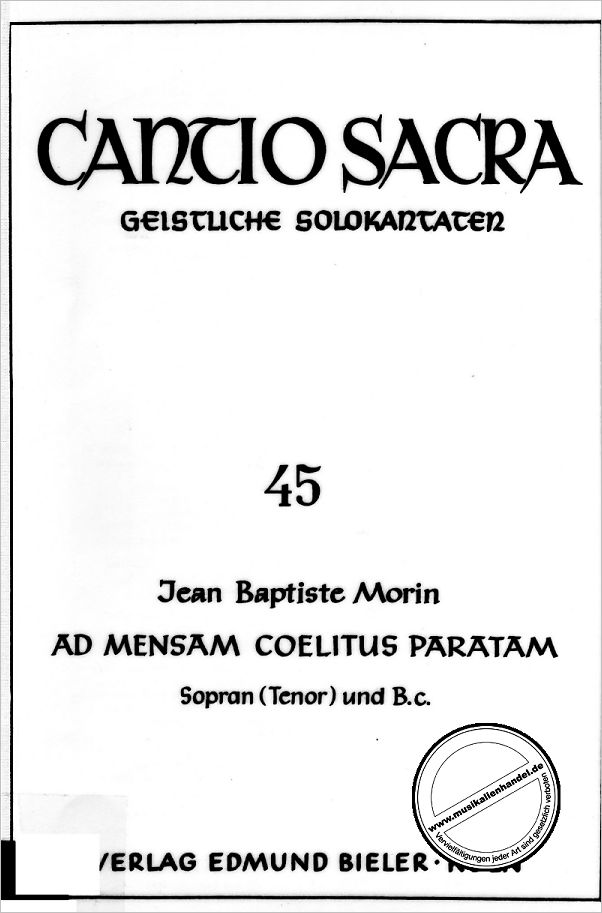 Titelbild für BIELER -CS45 - AD MENSAM COELITUS PARATAM