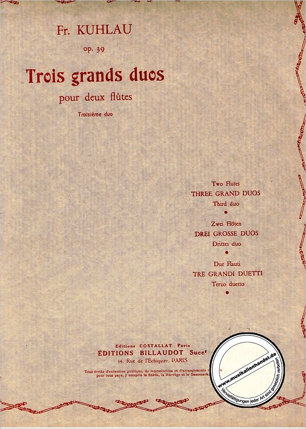 Titelbild für BILL 13808-1 - 3 GRANDS DUOS 1 G-DUR OP 39
