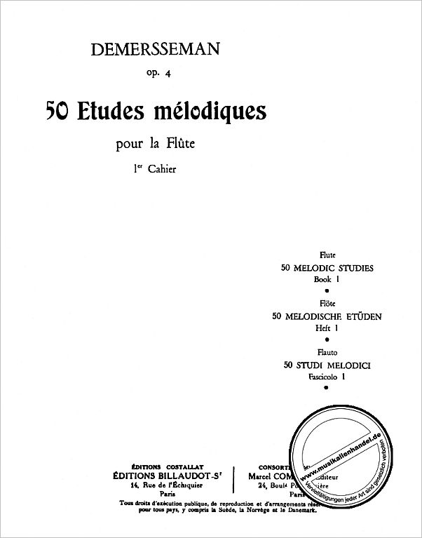 Titelbild für BILL 6619 - 50 ETUDES 1 MELODIQUES OP 4/1
