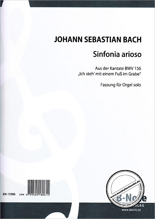 Titelbild für BNOTE -EA15986 - SINFONIA ARIOSO AUS KANTATE BWV 156