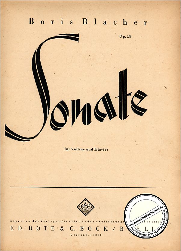 Titelbild für BOTE 0062 - SONATE (1941)