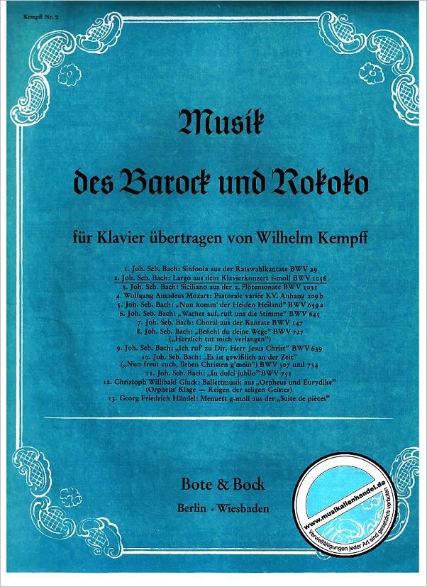 Titelbild für BOTE 0088 - LARGO (KONZERT F-MOLL BWV 1056 KLAV ORCH)