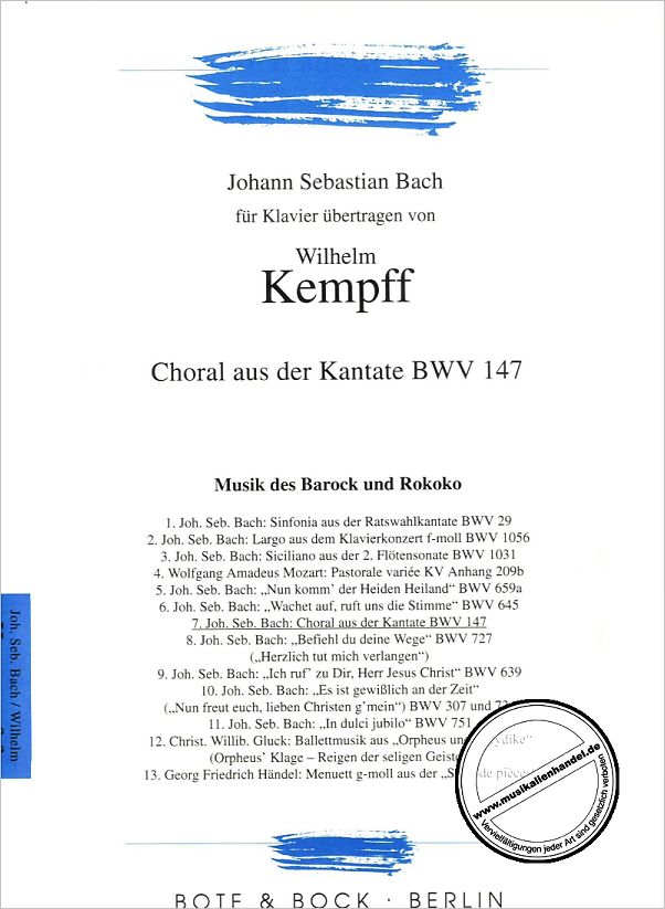 Titelbild für BOTE 0093 - JESUS BLEIBET MEINE FREUDE (KANTATE BWV 147)