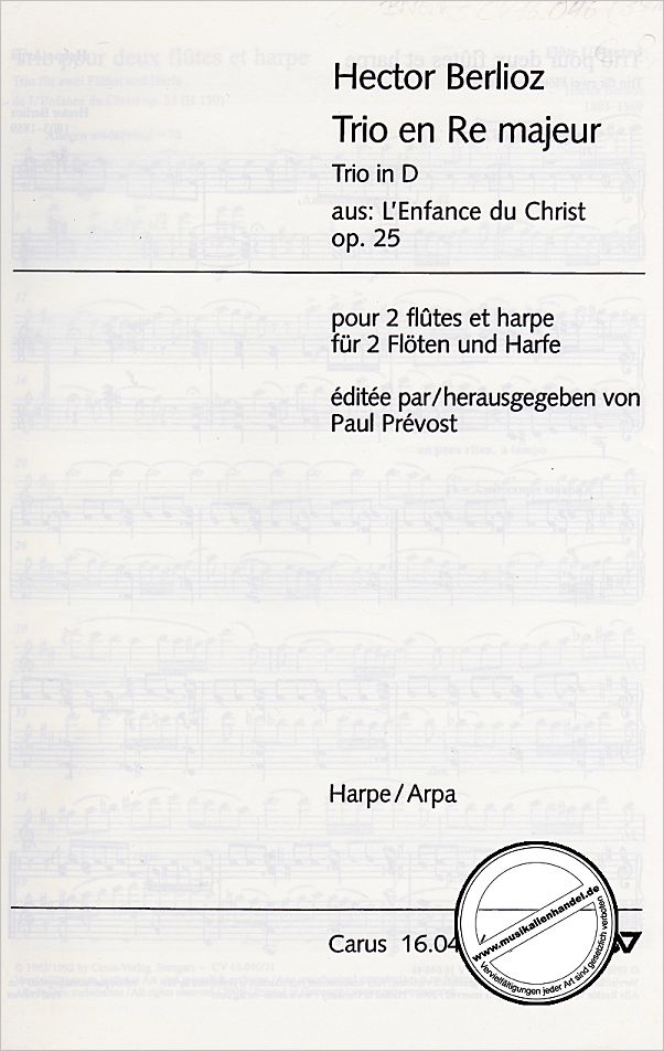 Titelbild für CARUS 16046-09 - TRIO IN D (L'ENFANCE DU CHRIST)