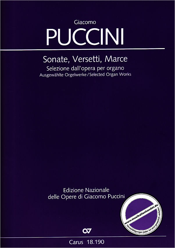 Titelbild für CARUS 18190-00 - Sonate Versetti Marce | Ausgewählte Orgelwerke