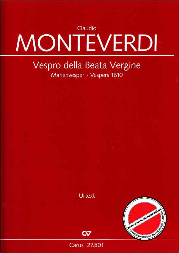 Titelbild für CARUS 27801-00 - VESPRO DELLA BEATA VERGINE