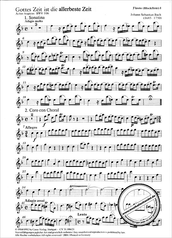Titelbild für CARUS 31106-21 - KANTATE 106 GOTTES ZEIT IST DIE ALLERBESTE ZEIT BWV 106