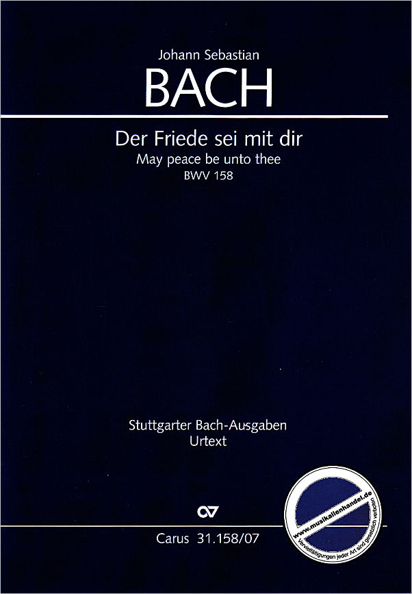 Titelbild für CARUS 31158-07 - Kantate 158 der Friede sei mit dir BWV 158