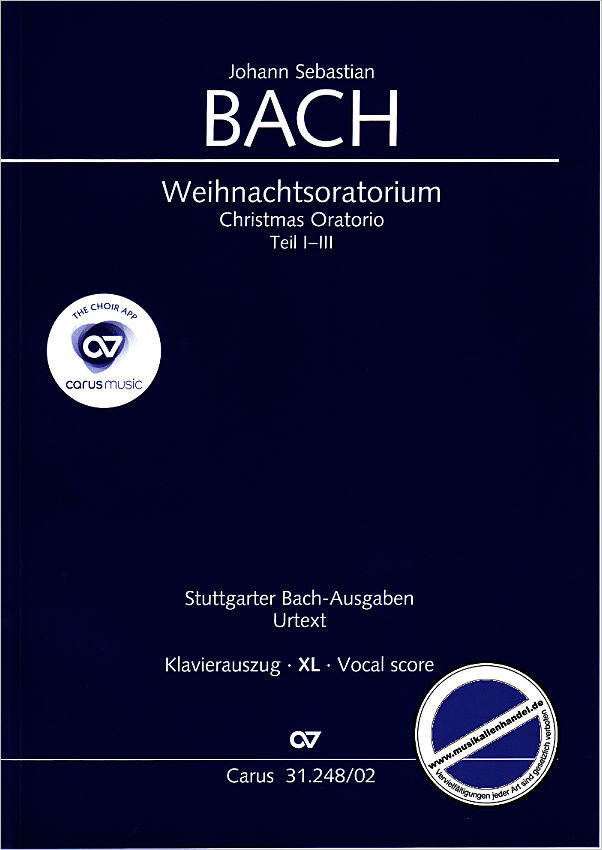 Titelbild für CARUS 31248-02 - WEIHNACHTSORATORIUM BWV 248 TEIL 1-3