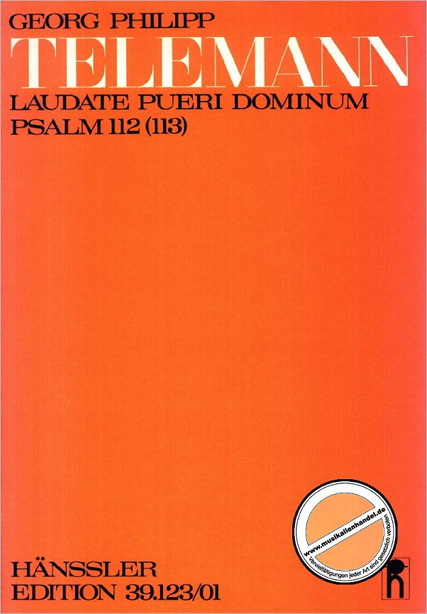 Titelbild für CARUS 39123-01 - LAUDATE PUERI DOMINUM  PSALM 11