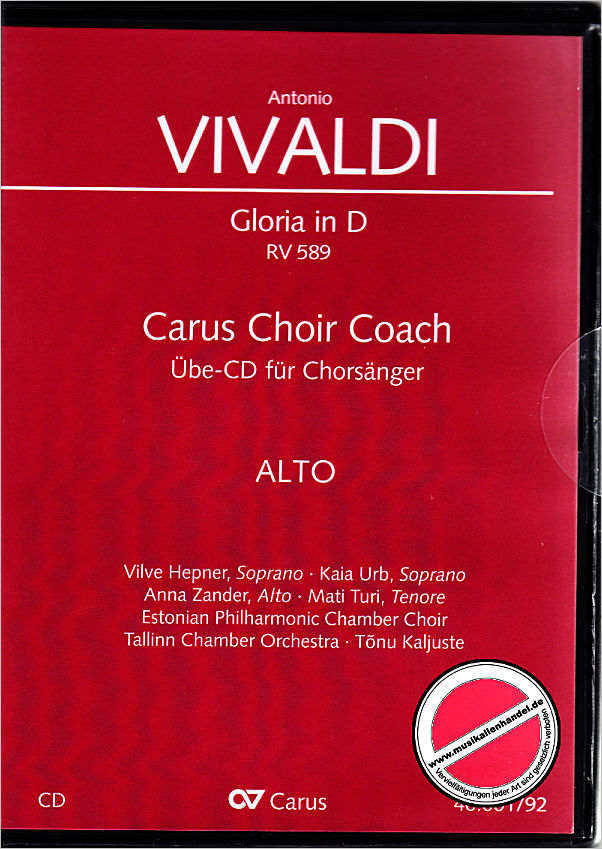 Titelbild für CARUS 40001-92 - GLORIA D-DUR RV 589