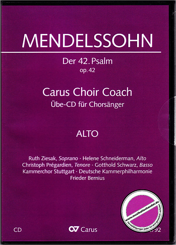 Titelbild für CARUS 40072-92 - PSALM 42 - WIE DER HIRSCH SCHREIT NACH FRISCHEM WASSER OP 42