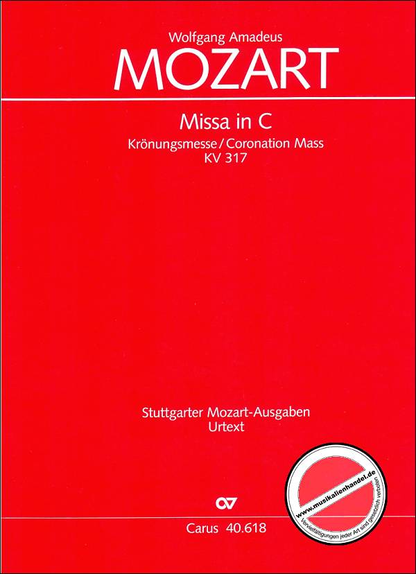 Titelbild für CARUS 40618-00 - MISSA C-DUR KV 317 (KROENUNGSMESSE)