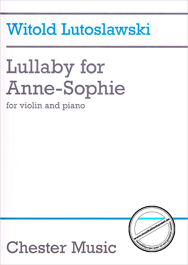 Titelbild für CH 81807 - LULLABY FOR ANNE SOPHIE