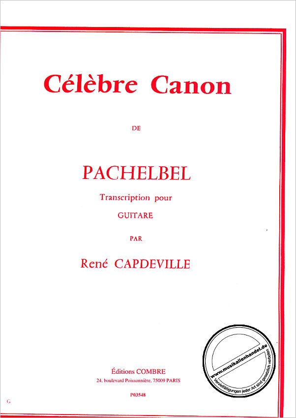 Titelbild für COMBRE -P3548 - KANON D-DUR (CELEBRE CANON)
