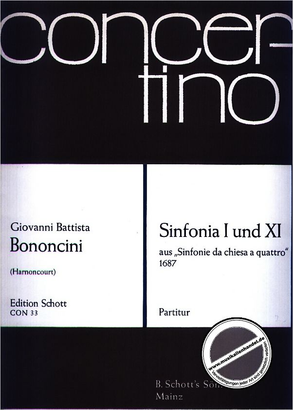 Titelbild für CON 33 - SINFONIA 1 + 11 AUS SINFONIA DA CHIESA A QUATTRO OP 5