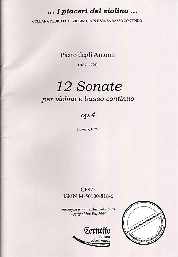 Titelbild für CORNETTO -CM872 - 12 SONATEN OP 4