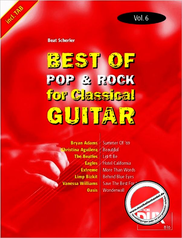 Titelbild für D 816 - BEST OF POP & ROCK FOR CLASSICAL GUITAR 6