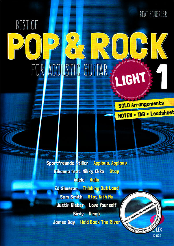 Titelbild für D 824 - BEST OF POP + ROCK FOR CLASSICAL GUITAR 1 LIGHT