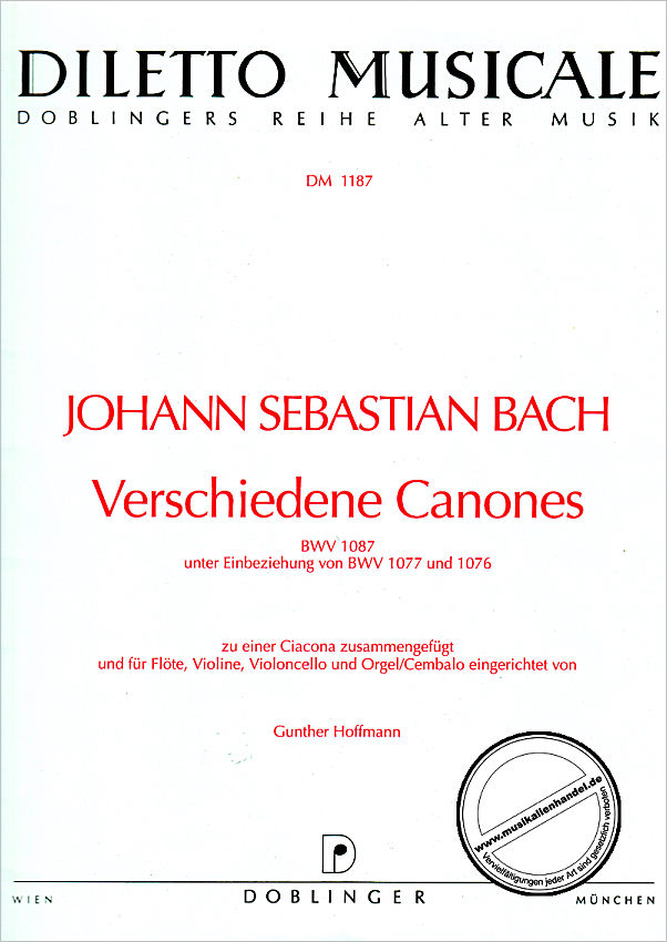 Titelbild für DM 1187 - VERSCHIEDENE KANONS BWV 1087